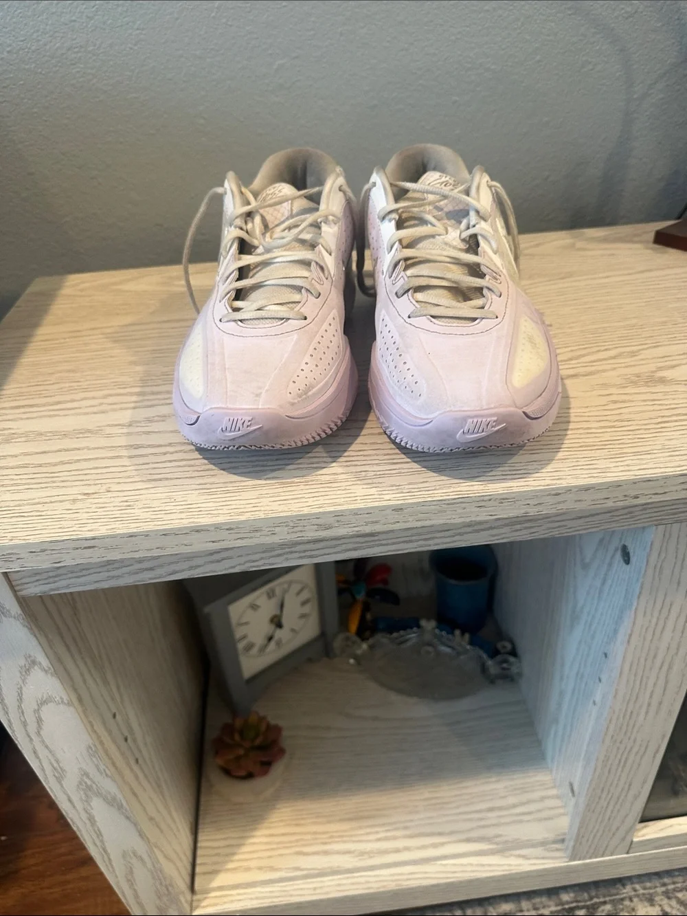 Nike Kids White Sneakers with Light Pink Accents